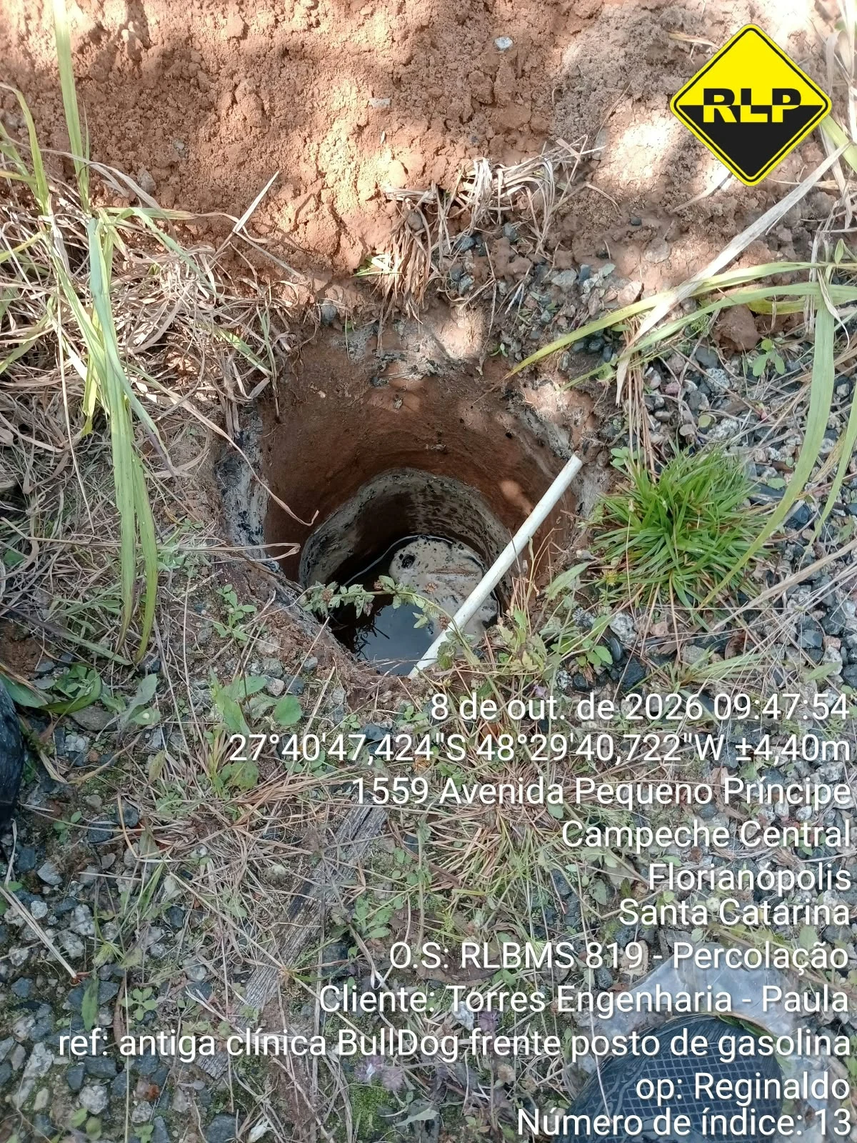 Ensaio de percolação, Florianópolis / SC, RLBMS 819 · Campeche